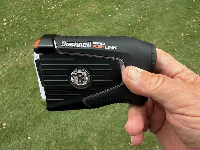 Author Holding The Bushnell Pro X3+ Laser Rangefinder Author Holding The Bushnell Pro X3+ Laser Rangefinder