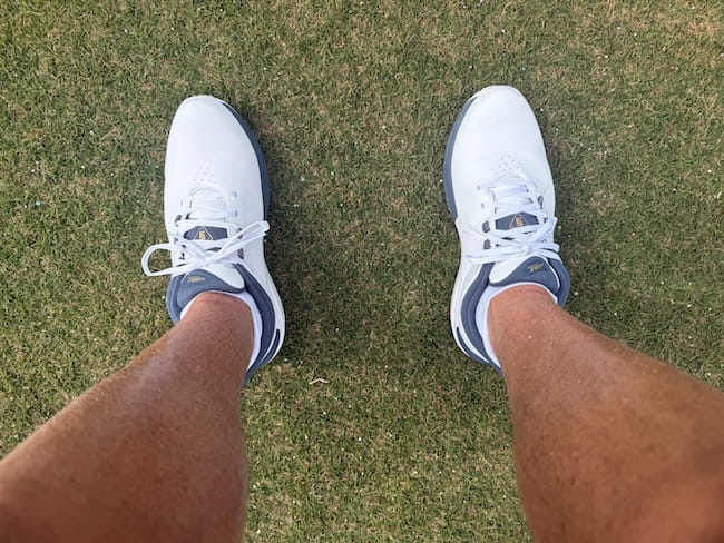 Looking Down At The UA Drive Pro Shoes Looking Down At The UA Drive Pro Shoes