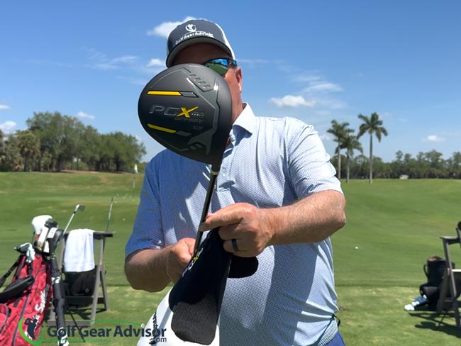 Author Showing the Pinemeadow PGX Offset Driver Up Close Author Showing the Pinemeadow PGX Offset Driver Up Close