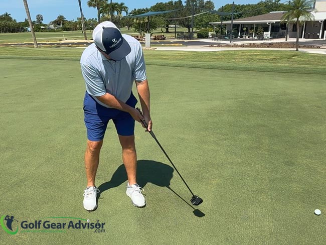Author Testing The Lazrus Zero Torque Putter On The Practice Green At San Carlos Golf Club In Fort Myers Florida Author Testing The Lazrus Zero Torque Putter On The Practice Green At San Carlos Golf Club In Fort Myers Florida